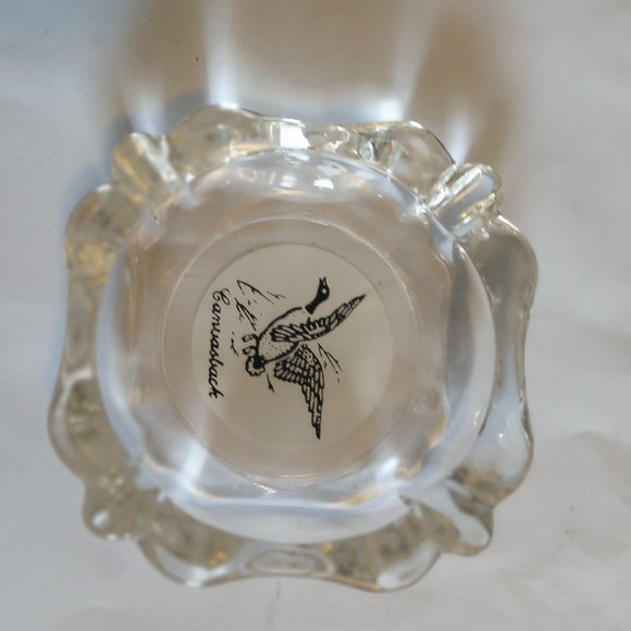 Vintage Clear Glass Ashtray Canvasback Duck Hunting Bird Game 4 Slot Cigarettes - Picture 4 of 4